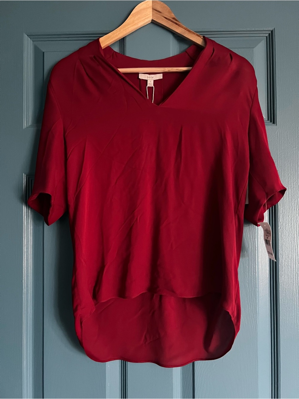 Joie Women's Deep Red Short-Sleeve V-Neck Blouse